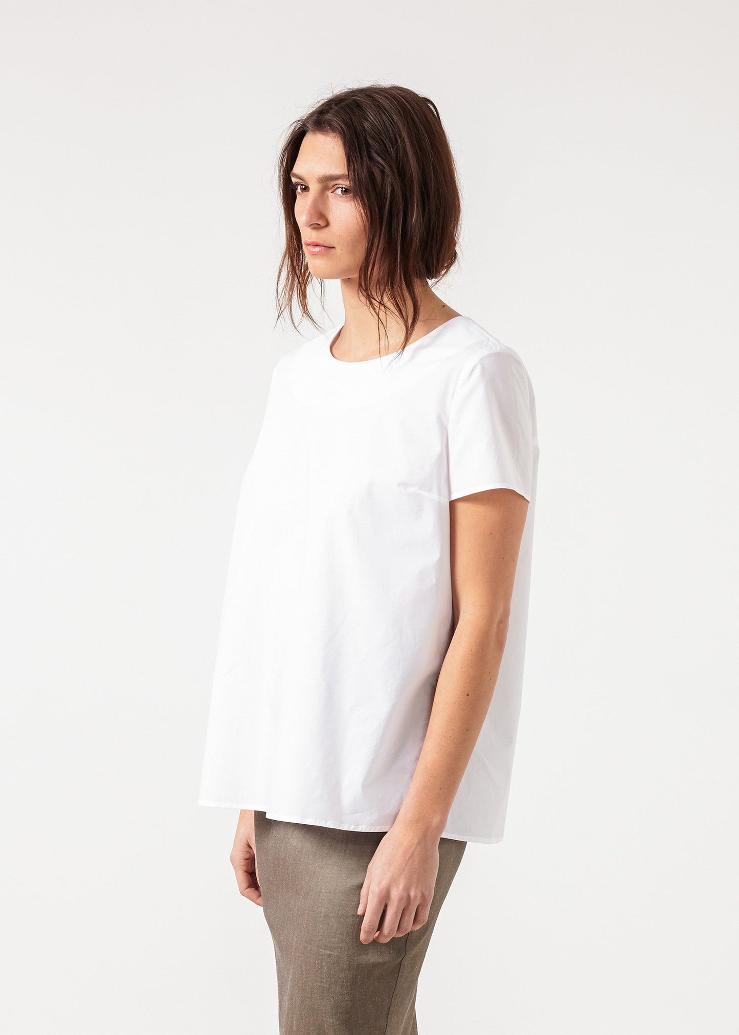 Pleat Back Blouse in White