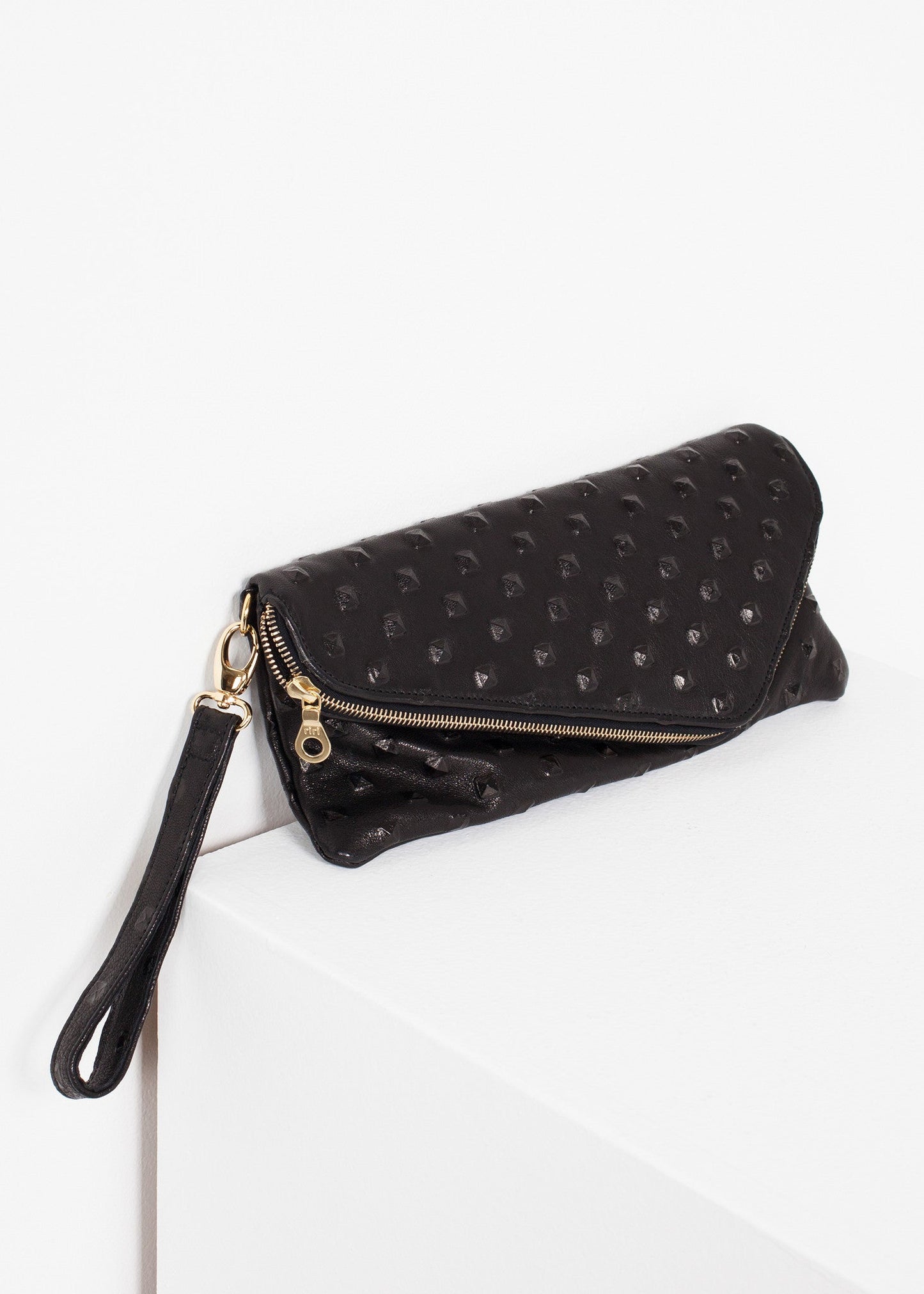 Roxanne Leather Clutch in Black