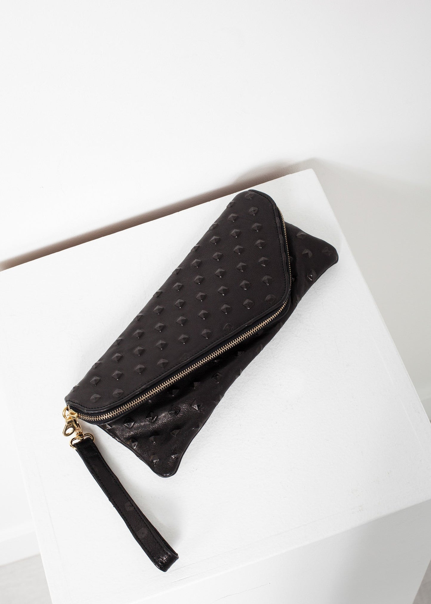 Roxanne Leather Clutch in Black